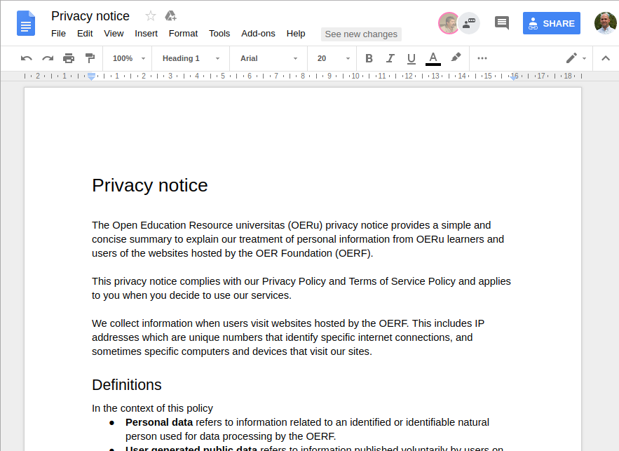 A screenshot of a Google Document used in this example.