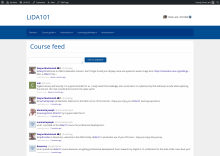 An OERu course WEnotes feed aggregation page. Note the sources from which feed messages are drawn - our WEnotes aggregator checks many sources including personal blogs that learners have registered.